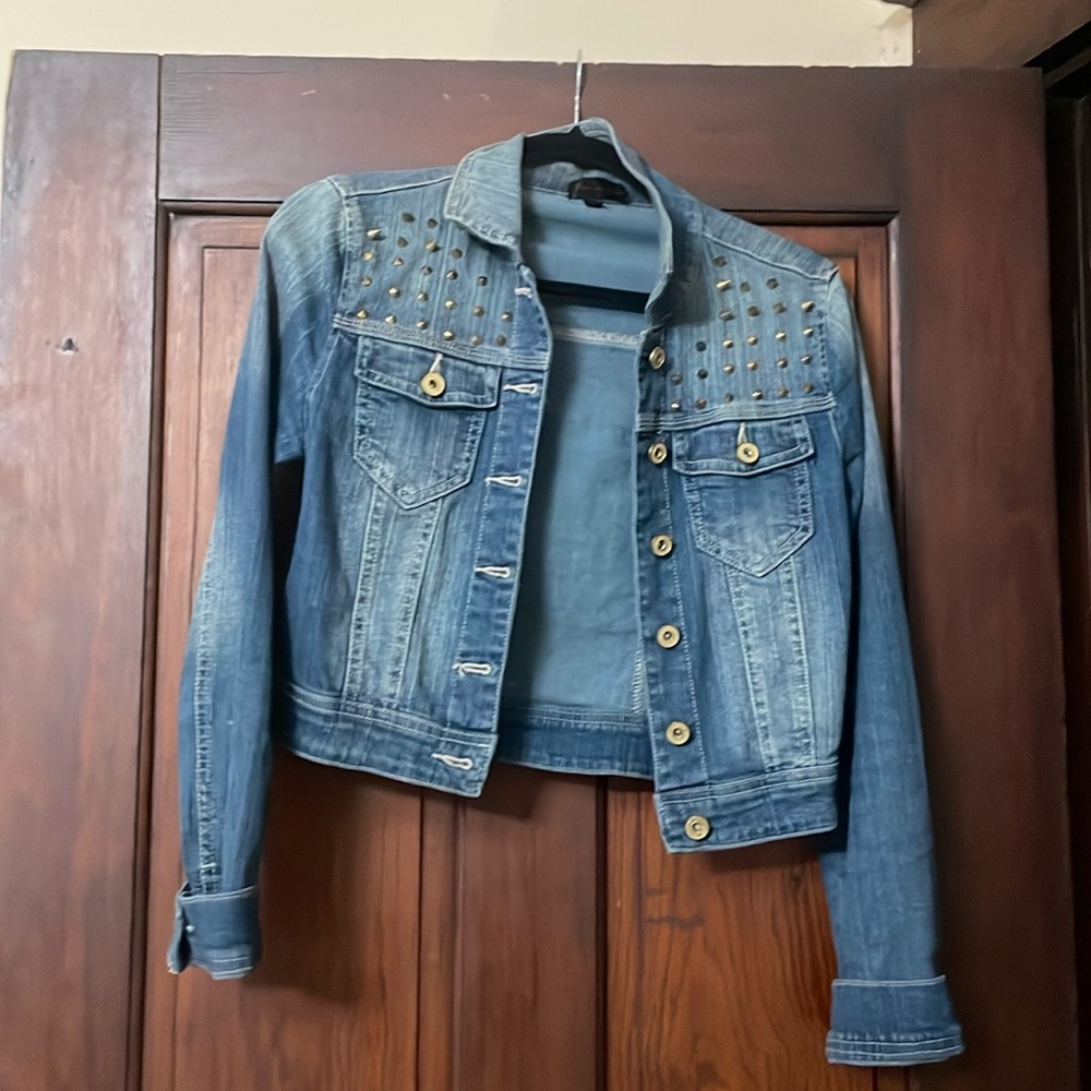 Gold studded denim jacket